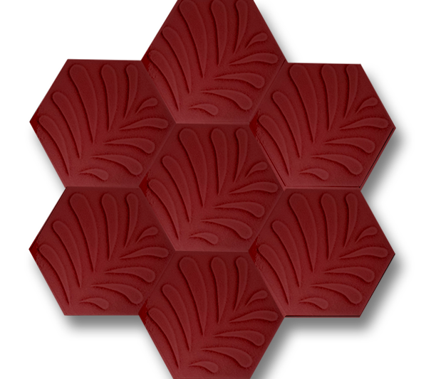 Hexagonal Leaf Patterned Red Ceramic (15x17 cm)