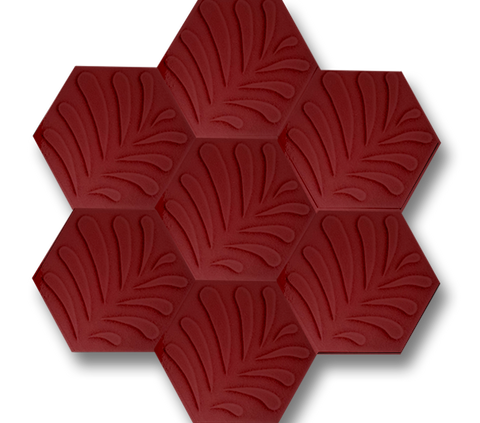 Hexagonal Leaf Patterned Red Ceramic (15x17 cm)