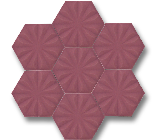 15x17 Hexagon Flower Matte Pink Handmade Ceramic