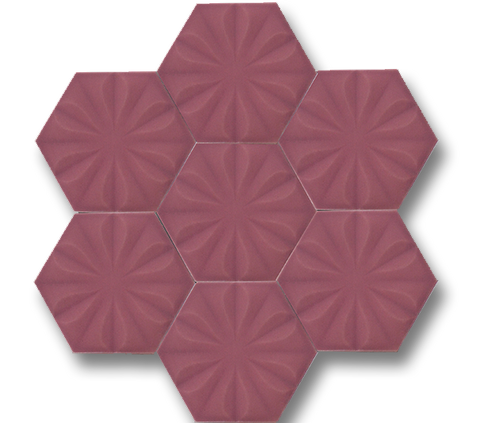 15x17 Hexagon Flower Matte Pink Handmade Ceramic