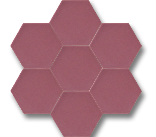 15x17 Hexagon Flat Matte Pink Handmade Ceramic