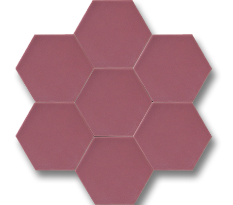 15x17 Hexagon Flat Matte Pink Handmade Ceramic