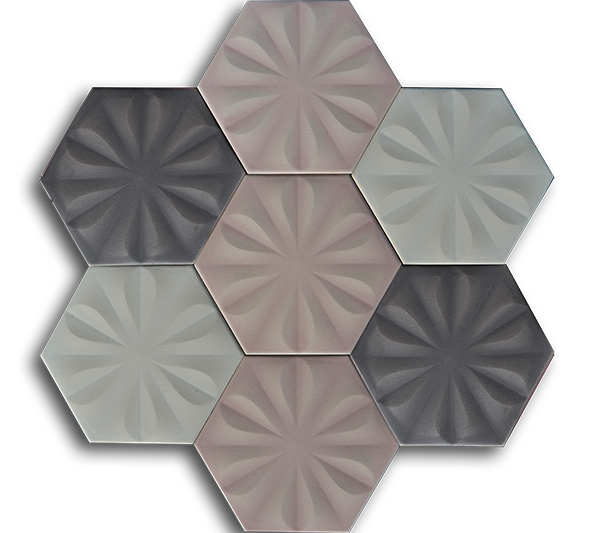 15x17 Hexagon Flower Matte Mix Handmade Ceramic