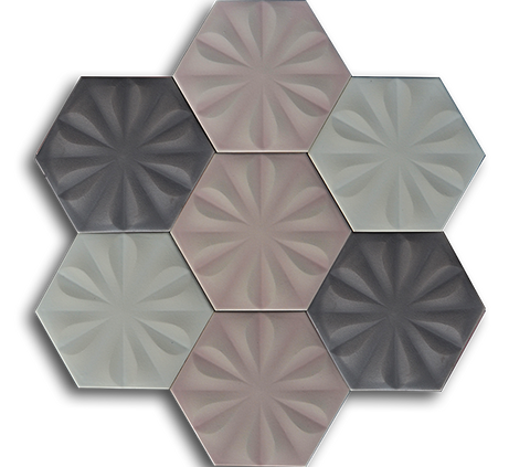 15x17 Hexagon Flower Matte Mix Handmade Ceramic