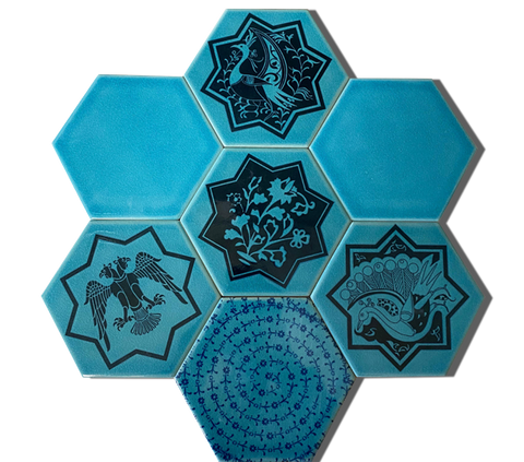 Hexagonal Seljuk Mix Decor Ceramic (15x17 cm)