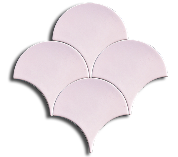 17x17 Fish Scale Glossy Light Pink Cracked Glaze Handmade Ceramic
