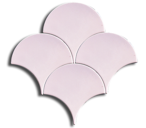 17x17 Fish Scale Glossy Light Pink Cracked Glaze Handmade Ceramic