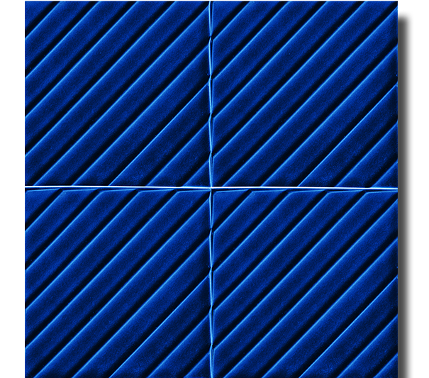 20x20 Linea Cobalt Cracked Glaze Handmade Ceramic