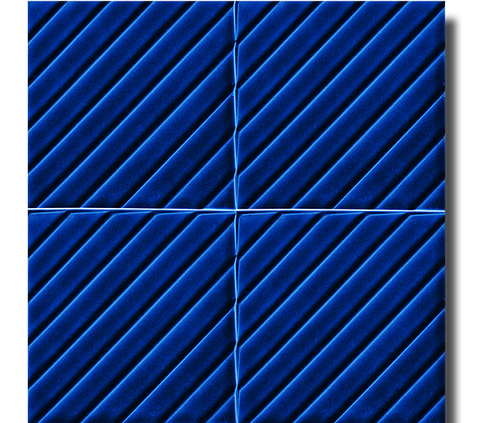 20x20 Linea Cobalt Cracked Glaze Handmade Ceramic