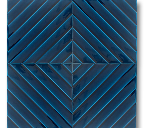 20x20 Linea Petrol Blue Cracked Glaze Handmade Ceramic