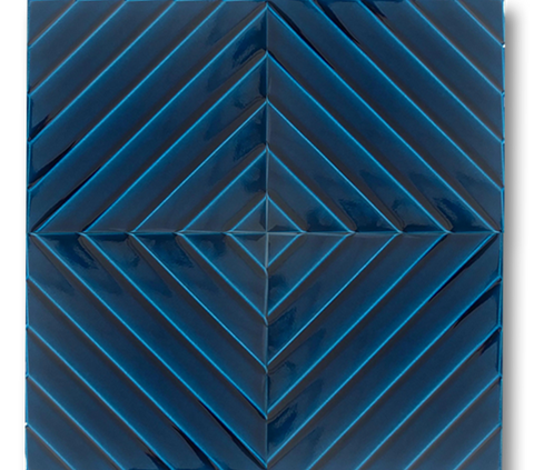 20x20 Linea Petrol Blue Cracked Glaze Handmade Ceramic