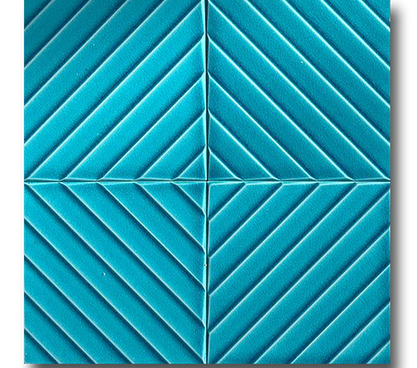 20x20 Linea Turquoise Cracked Glaze Handmade Ceramic