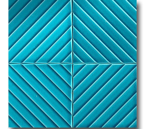 20x20 Linea Turquoise Cracked Glaze Handmade Ceramic