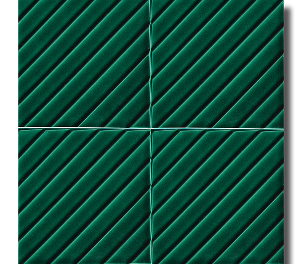 20x20 Linea Emerald Green Cracked Glaze Handmade Ceramic