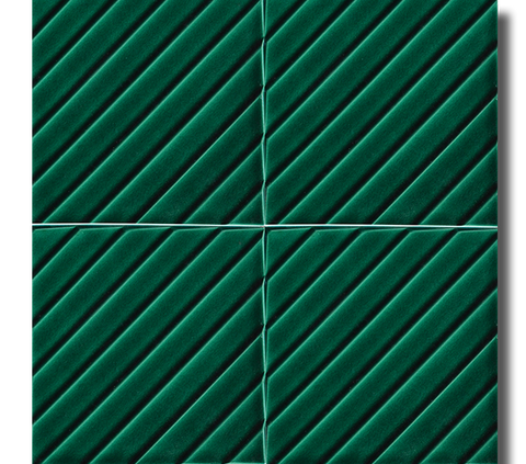 20x20 Linea Emerald Green Cracked Glaze Handmade Ceramic