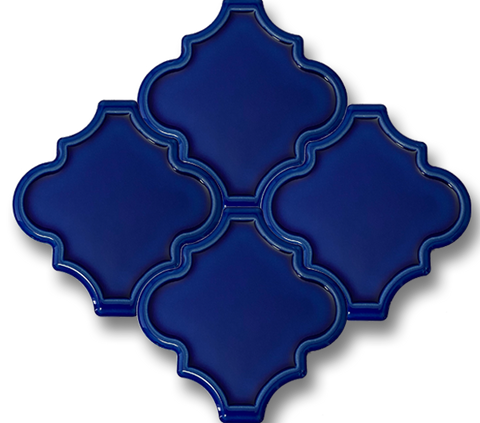 12,4x12 Ottoman Kenar Rölyef Kobalt Çatlak Sır El Yapımı Seramik