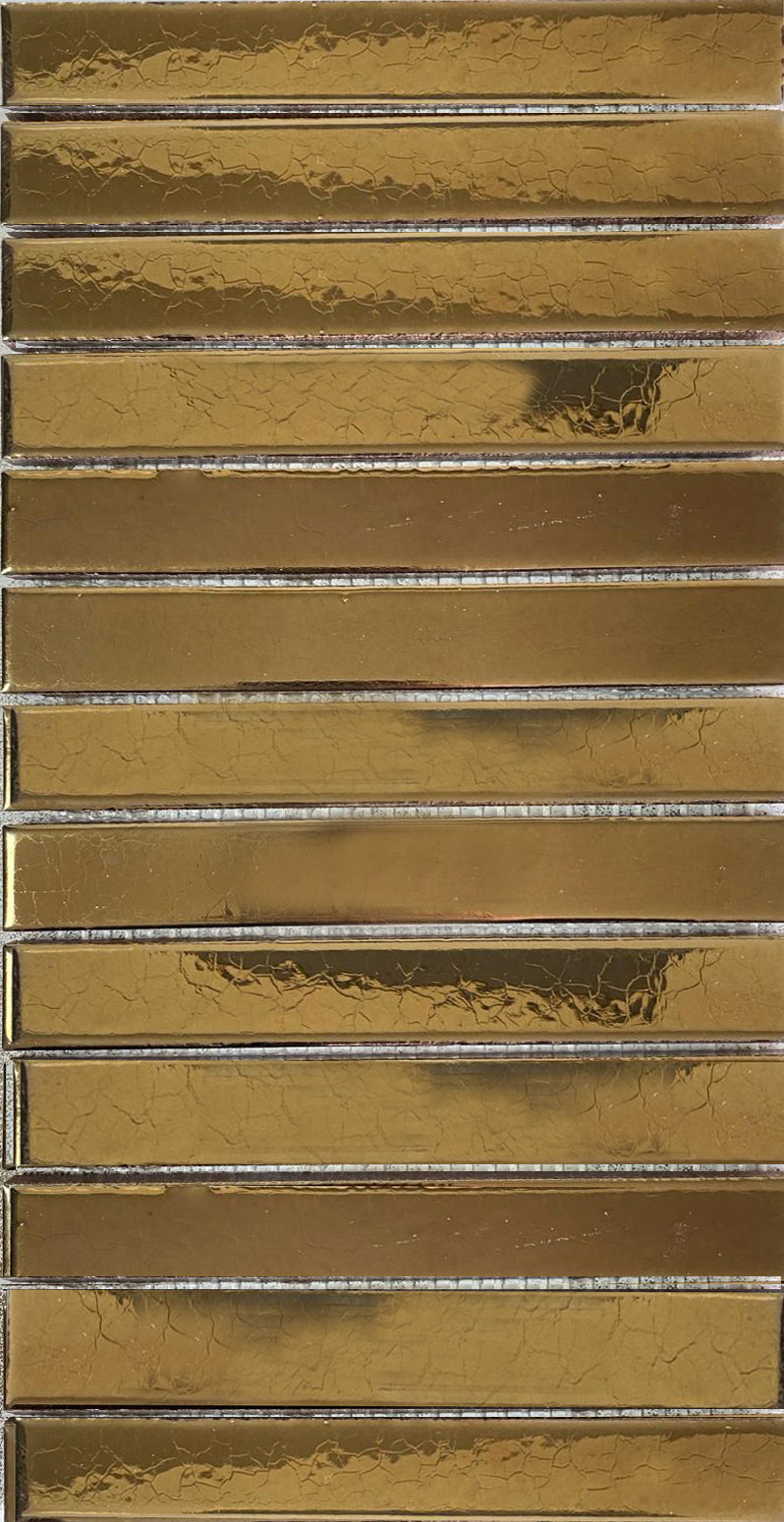 15.5 x 30.5 cm Stick Mosaic Gold Cracked Glaze Handmade Ceramic