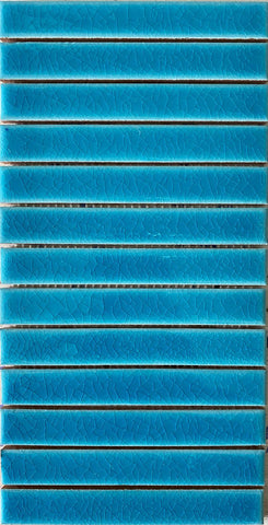 15.5 x 30.5 cm Stick Mosaic Turquoise Cracked Glaze Handmade Ceramic