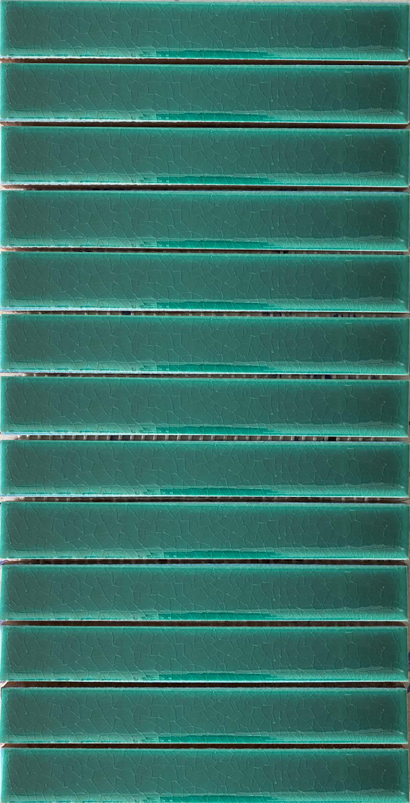 15.5 x 30.5 cm Stick Mosaic Emerald Green Cracked Glaze Handmade Ceramic