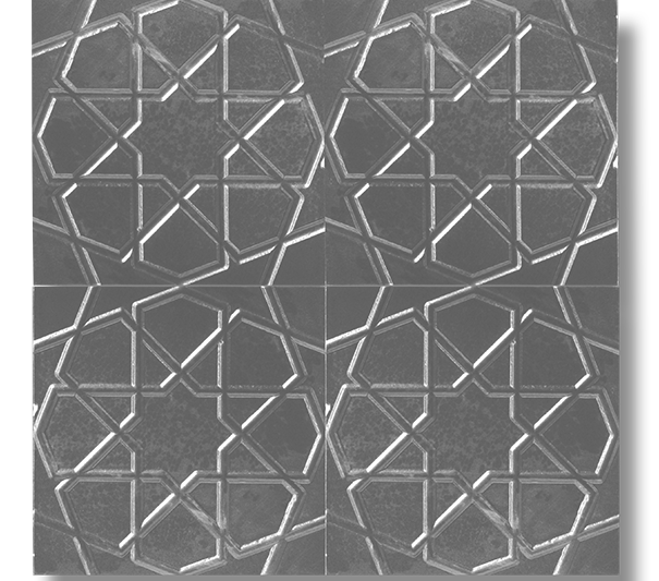 20x20 Turkmen Star Metallic Gray Cracked Glaze Handmade Ceramic