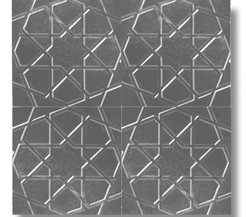 20x20 Turkmen Star Metallic Gray Cracked Glaze Handmade Ceramic