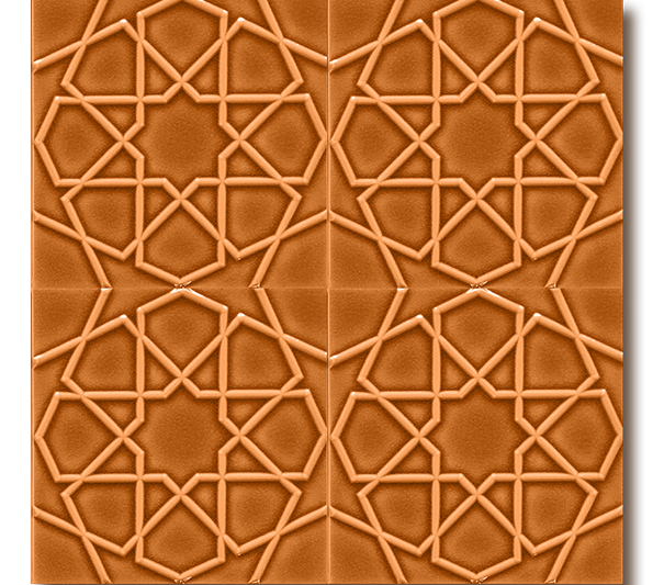 20x20 Turkmen Star Cinnamon Cracked Glaze Handmade Ceramic