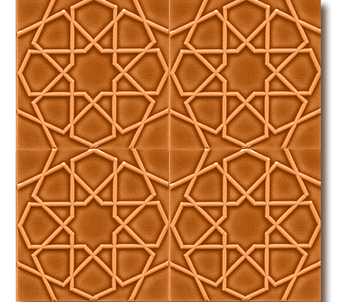 20x20 Turkmen Star Cinnamon Cracked Glaze Handmade Ceramic