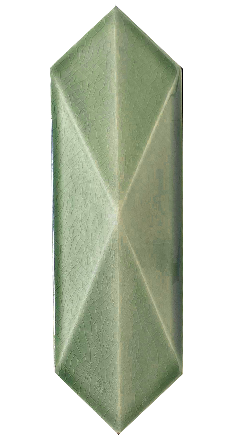 9x30 Prism Water Green Cracked Glaze Handmade Ceramic