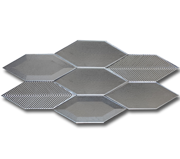 5x15 Sheet Plain Metro Line Mix Matte Metallic Gray Cracked Glaze Handmade Ceramic