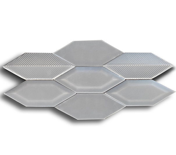 5x15 Sheet Plain Metro Line Mix Glossy Gray Cracked Glaze Handmade Ceramic