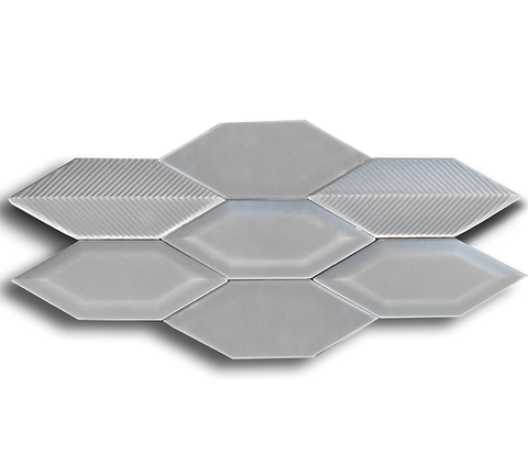 5x15 Sheet Plain Metro Line Mix Glossy Gray Cracked Glaze Handmade Ceramic