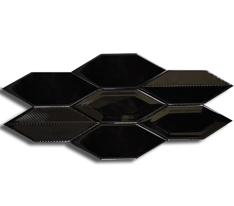 5x15 Sheet Plain Metro Line Mix Glossy Black Cracked Glaze Handmade Ceramic