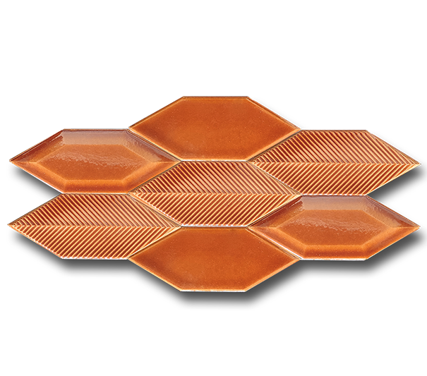 5x15 Leaf Plain Metro Line Mix Cinnamon Cracked Glaze Handmade Ceramic